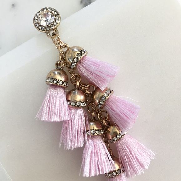 🆑 "Alina" Earrings || Rose Pink Tassel Statement - Picture 6 of 10